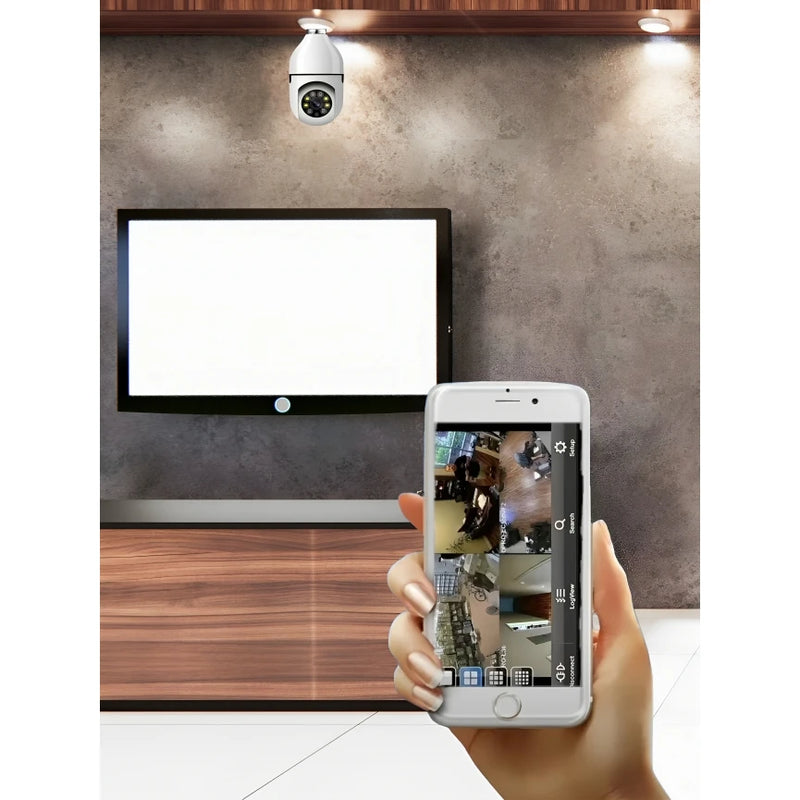 Câmera  Giratória 360 Lâmpada Smart Wi-Fi Full Hd 1080p Visão Noturna Interna